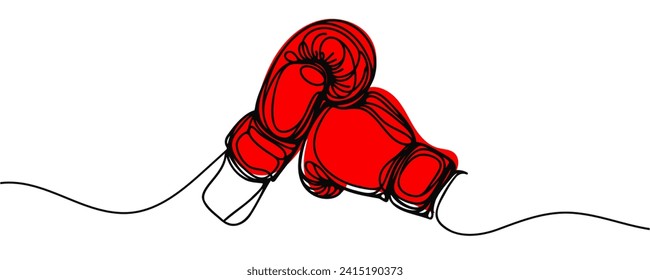 Continuous one line drawing of boxing gloves