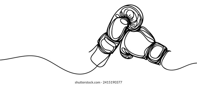 Continuous one line drawing of boxing gloves