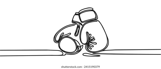 Continuous one line drawing of boxing gloves