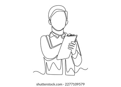 Continuous one line drawing boy playing as a doctor. World health Day concept. Single line draw design vector graphic illustration.