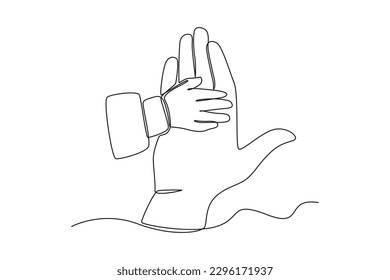 Continuous one line drawing boy's hand and father's hand . Happy father's day concept. Single line draw design vector graphic illustration.