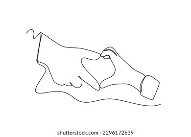 Continuous one line drawing boy's hand and father's hand with love. Happy father's day concept. Single line draw design vector graphic illustration.