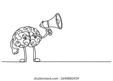 Continuous One Line Drawing Brain Announcing