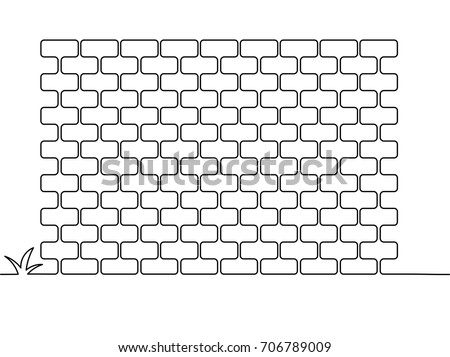 Continuous One Line Drawing Brick 450w 706789009 
