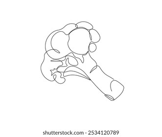 Dibujo continuo de una línea de brócoli vegetal. Ilustración de dibujo de una línea de comida vegetariana. Concepto del día mundial del brócoli de una sola línea. Esquema editable