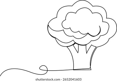 Desenho contínuo de uma linha de brócolis. Ilustração de desenho de uma linha de brócolis verde orgânico saudável inteiro. conceito de vegetal fresco arte de linha contínua. Contorno editável, Brócolis Fresco.