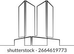 Continuous one line drawing building logo. Linear design. House symbol.One continuous line isolated minimal illustration.Not AI.