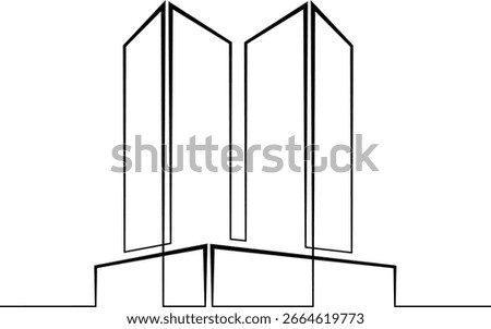 Continuous one line drawing building logo. Linear design. House symbol.One continuous line isolated minimal illustration.Not AI.