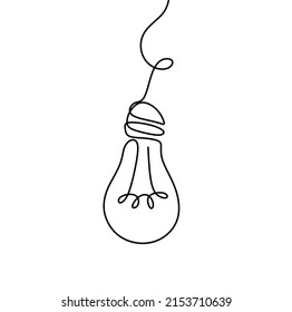 Concepto de minimalismo de ilustración de vector de lámpara de dibujo de una línea continua