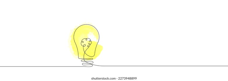 Continuous one line drawing bulb lamp vector illustration minimalism concept