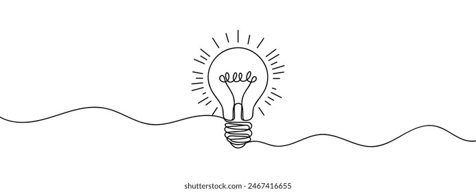 Continuous one line drawing bulb lamp vector illustration minimalism concept of idea