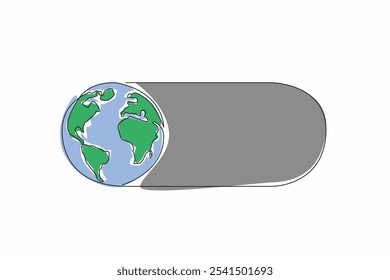 Desloca-se uma linha contínua que desenha a lâmpada de incandescência para a posição desligada. Poupe a energia da Terra. Reduzir o excesso de energia elétrica. Símbolo. Dia da Hora da Terra. Ilustração de vetor de design de desenho de linha única