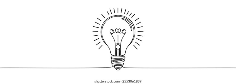 Continuo de una línea de dibujo bombilla lámpara de Ilustración vectorial minimalismo concepto de idea