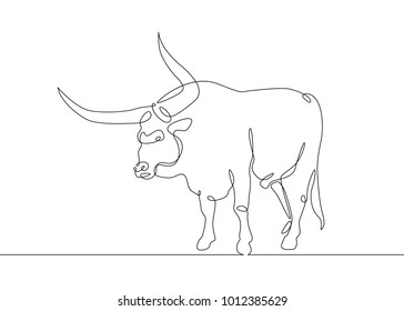 Continuous one line drawing bull cow