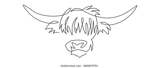 Dibujo continuo de una línea del símbolo del toro del Año Nuevo chino. 2021, el año del toro.