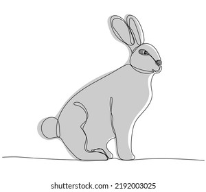 Continuous one line drawing of Bunny or Rabbit. Line art vector minimalist hand drawn illustration
