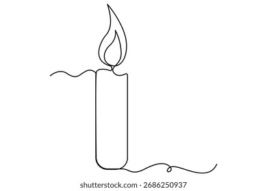 desenho contínuo de uma linha de vela queimando esboço esboço ilustração vetor para luz e esperança conceito
