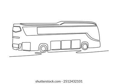 Continuous one line drawing bus transportation concept. Doodle vector illustration.	