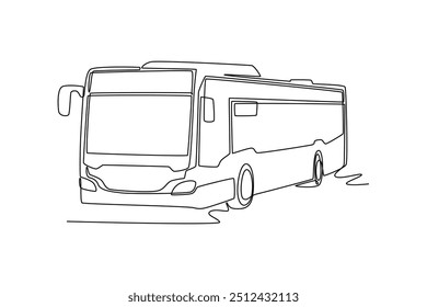 Conceito de transporte de ônibus de desenho contínuo de uma linha. Ilustração vetorial de rabiscar.	