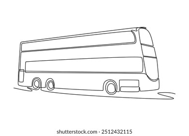 Conceito de transporte de ônibus de desenho contínuo de uma linha. Ilustração vetorial de rabiscar.	