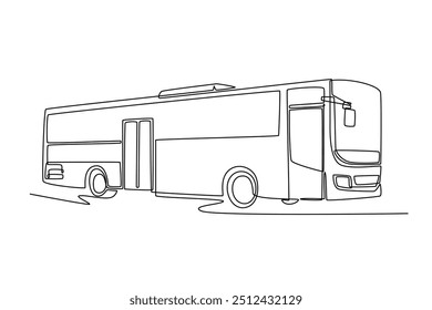 Conceito de transporte de ônibus de desenho contínuo de uma linha. Ilustração vetorial de rabiscar.	