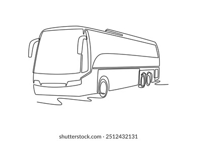 Continuous one line drawing bus transportation concept. Doodle vector illustration.	