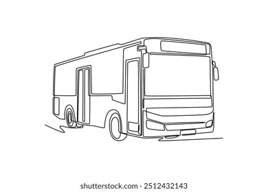 Conceito de transporte de ônibus de desenho contínuo de uma linha. Ilustração vetorial de rabiscar.	