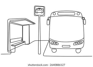 Continuous One Line Drawing Bus Stop