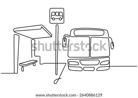 Continuous One Line Drawing Bus Stop