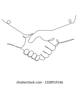 Continuous one line drawing. Business handshake. Linear style