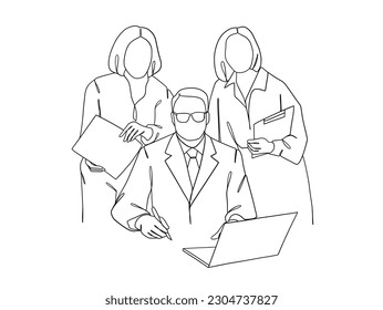 Dibujo continuo de una línea de trabajo en equipo de negocios. Ilustración vectorial.