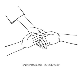 El trabajo en equipo continuo de una línea de personas de negocios. Ilustración vectorial.