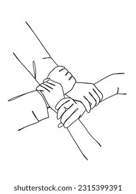 Continuous one line drawing of business people teamwork. Vector illustration.