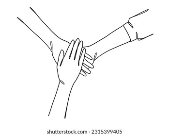 Continuous one line drawing of business people teamwork. Vector illustration.