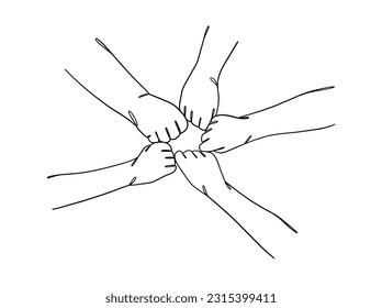 Kontinuierliche Zeichnung von Geschäftsleuten Teamwork. Vektorgrafik.