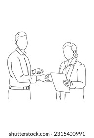 Diseño continuo de una línea de acuerdo comercial. Ilustración vectorial.