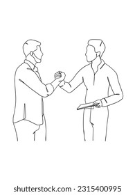 Continuous one line drawing of business agreement. Vector illustration.