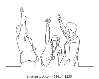 El trabajo en equipo continuo de una línea de personas de negocios. Ilustración vectorial.