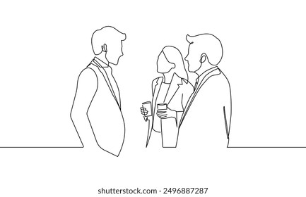 Continuous One Line Drawing of Business Group in Office. Business Concept One Line Illustration. Businessmen Line Abstract Portrait Minimalist Contour Drawing. Vector EPS 10	