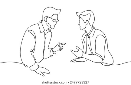 Continuous One Line Drawing of Business Group in Office. Business Concept One Line Illustration. Businessmen Line Abstract Portrait Minimalist Contour Drawing. Vector EPS 10