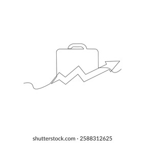 Continuous one line drawing of Business Infographic, With white background business bag style