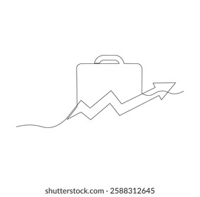 Continuous one line drawing of Business Infographic, With white background business bag style