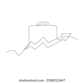 Continuous one line drawing of Business Infographic, With white background business bag style