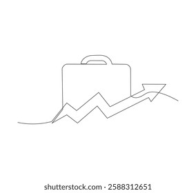 Continuous one line drawing of Business Infographic, With white background business bag style