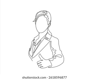 Dibujo continuo de una línea de mujer de negocios mostrando el pulgar hacia arriba. Ilustración vectorial aislada sobre fondo blanco