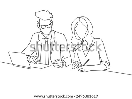 Continuous One Line Drawing of Business Group. Teamwork Concept with One Line Illustrations of People. Abstract Business Minimalist Contour Line Drawing. Vector EPS 10	