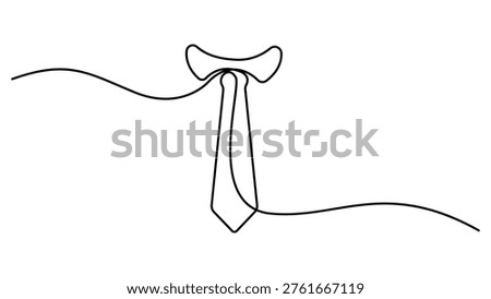 Continuous One Line Drawing of a Business Tie. Tie icon continuous one line drawing minimalist business necktie outline vector