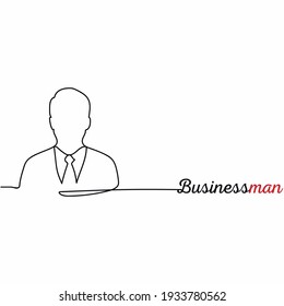 Continuous one line drawing of businessman. Minimal style. Sketch perfect for cards, party invitations, posters, stickers, clothing. Business concept