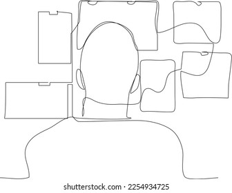 Continuous one line drawing businessman manager looking mapping schedule in business. Project planning concept. Single line draw design vector graphic illustration.