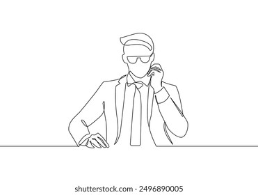 Continuous One Line Drawing of Businessman. Business Concept One Line Illustration. Businessman Line Abstract Portrait Minimalist Contour Drawing. Vector EPS 10	